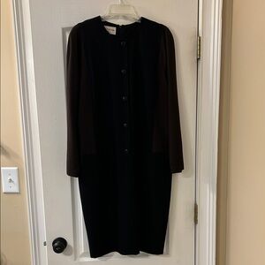 Evan Picone Black Long Sleeve Dress With Brown Sleeves
